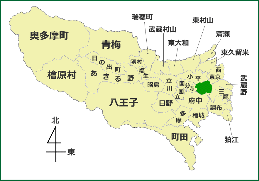 東京都における小金井市の位置