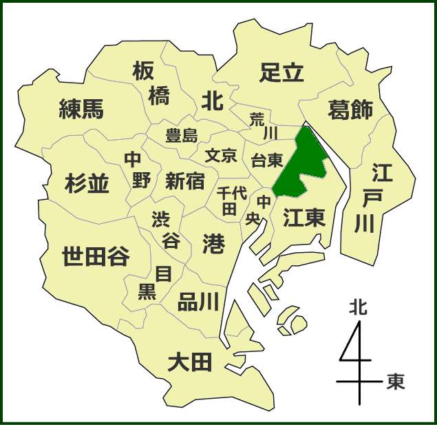 東京23区における墨田区の位置