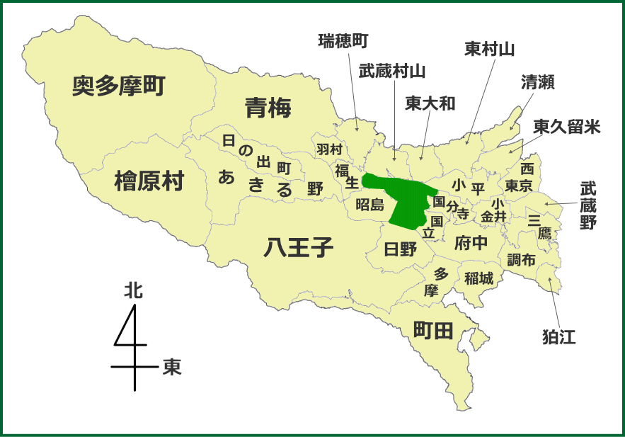 東京都における立川市の位置
