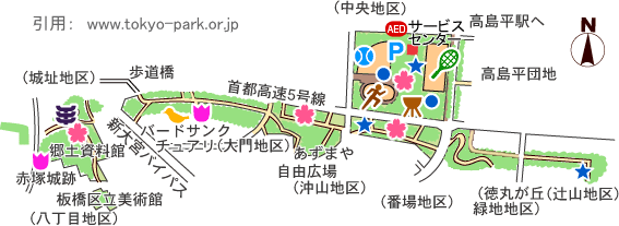 赤塚公園の園内マップ
