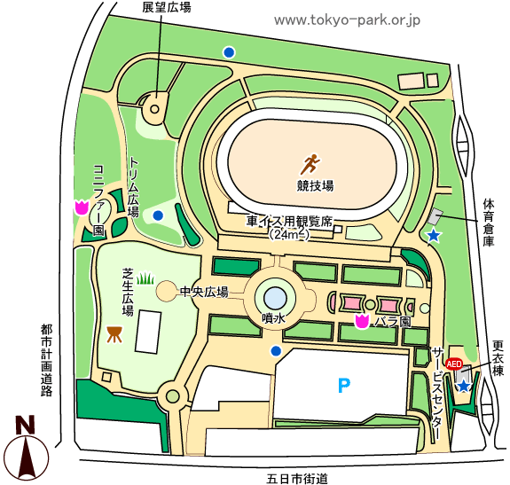 秋留台公園の園内マップ