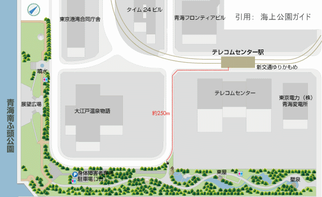 青海南ふ頭公園の園内マップ