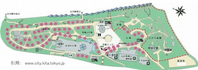 飛鳥山公園の園内マップ