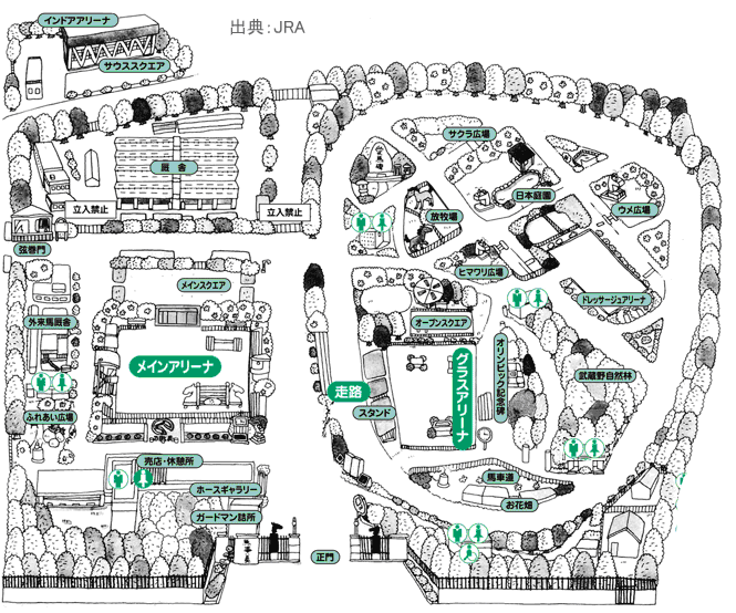 馬事公苑の園内マップ