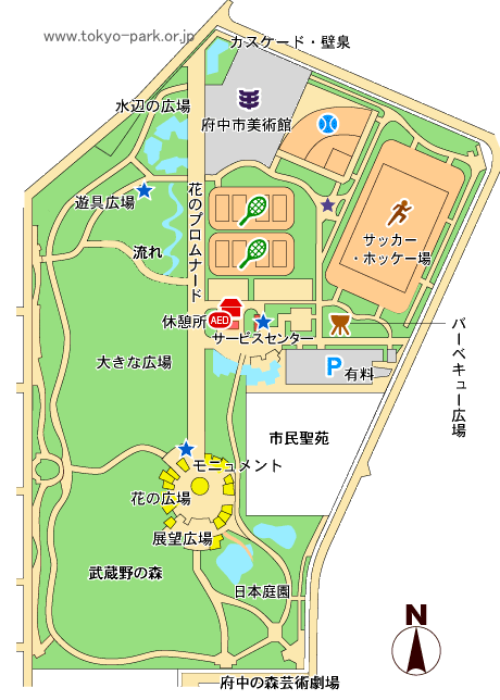 府中の森公園の園内マップ