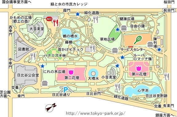 日比谷公園の園内マップ