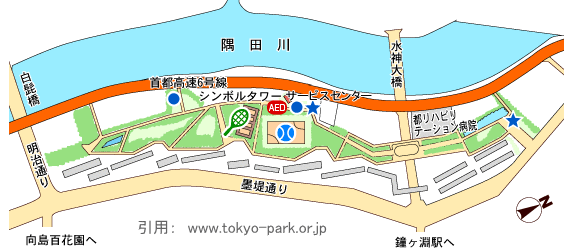 東白鬚公園の園内マップ