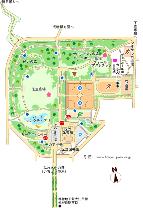 光が丘公園の園内マップ