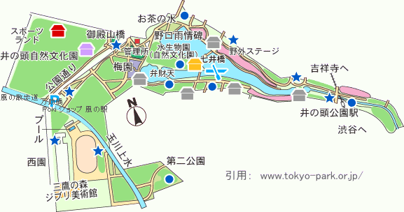 井の頭恩賜公園の園内マップ