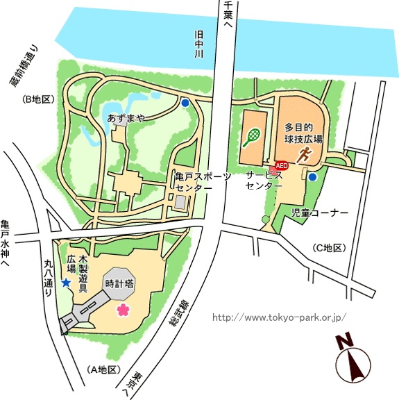 亀戸中央公園の園内マップ
