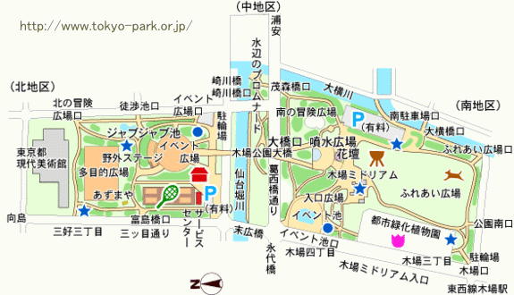 木場公園の園内マップ