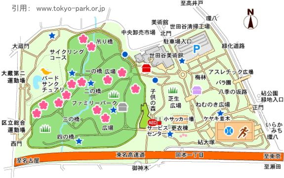 砧公園の園内マップ