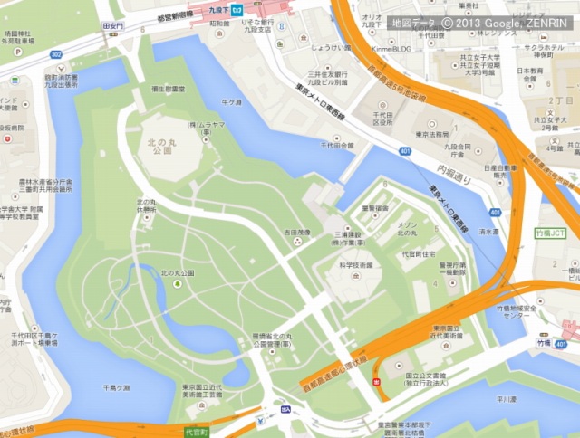 北の丸公園の園内マップ