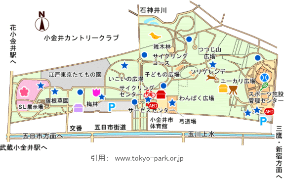 小金井公園の園内マップ