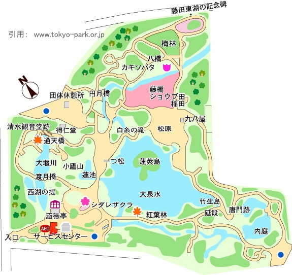 小石川後楽園の園内マップ