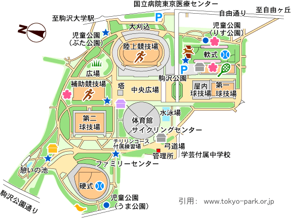 駒沢オリンピック公園の園内マップ