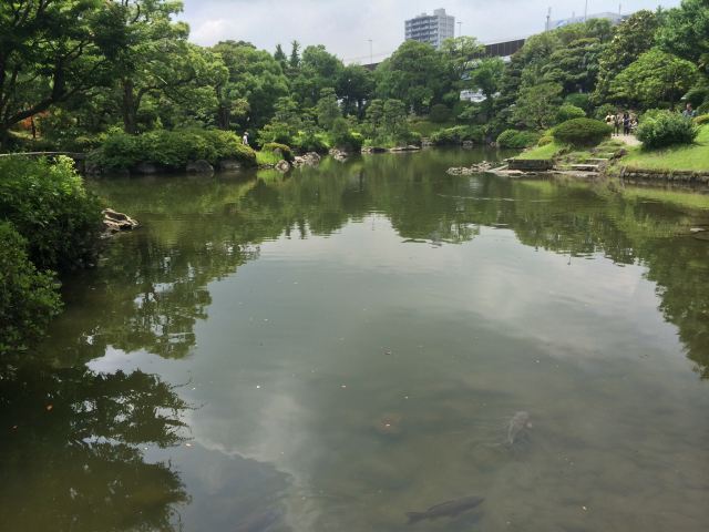 旧安田庭園の東から見た心字池