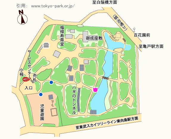 向島百花園の園内マップ