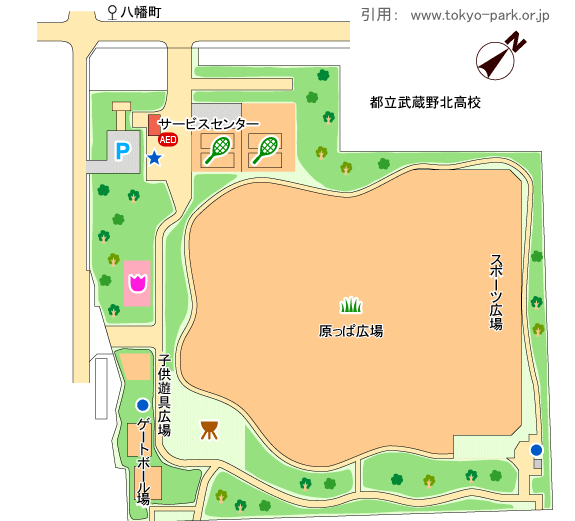 武蔵中央公園の園内マップ