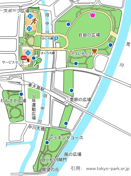大島小松川公園の園内マップ