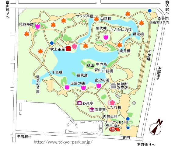 六義園の園内マップ