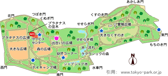 林試の森公園の園内マップ