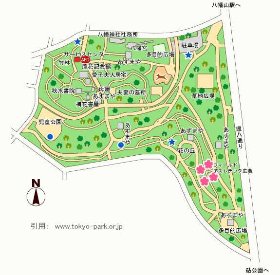 蘆花恒春園の園内マップ
