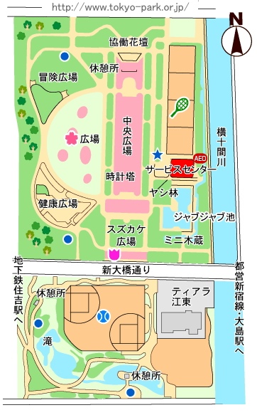 猿江恩賜公園の園内マップ
