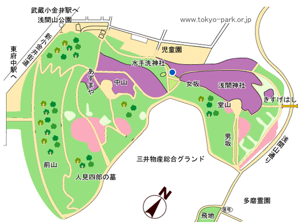 浅間山公園の園内マップ