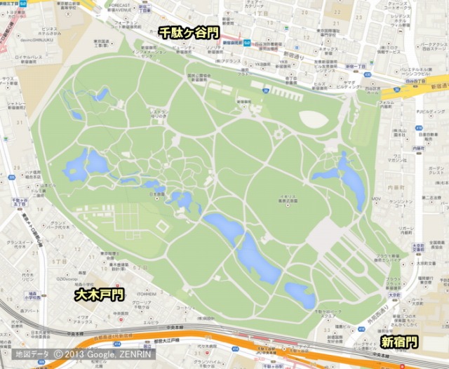 新宿御苑の園内マップ