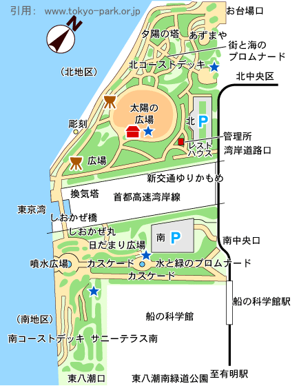 潮風公園の園内マップ