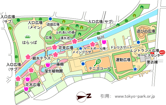 祖師谷公園の園内マップ