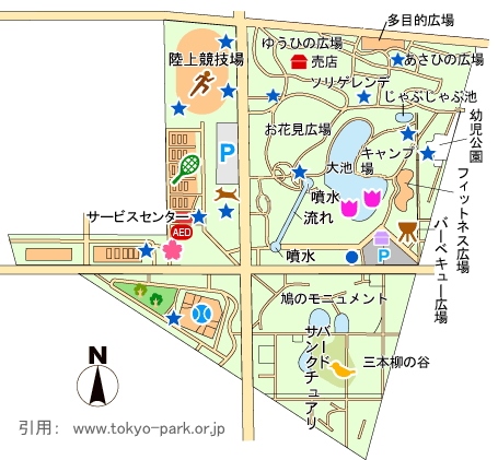 舎人公園の園内マップ