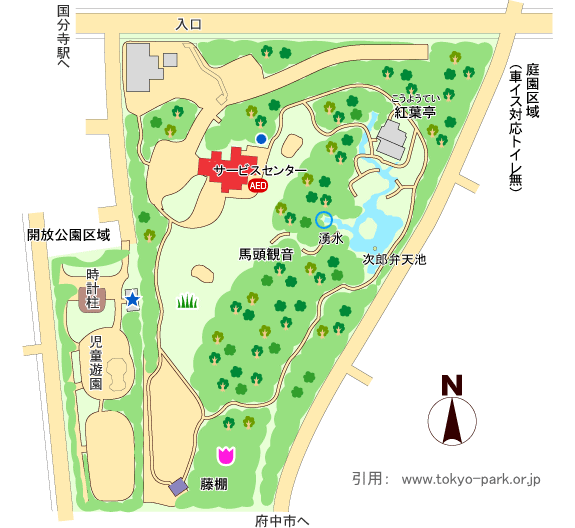 殿ヶ谷戸庭園の園内マップ