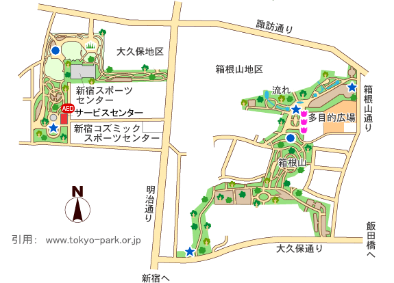 戸山公園の園内マップ