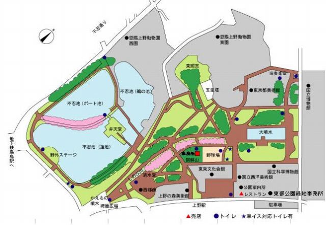 上野恩賜公園の園内マップ