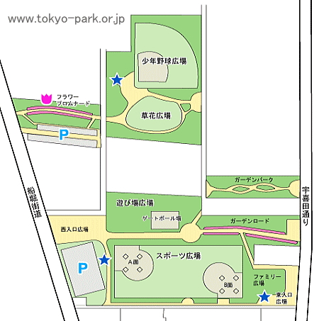 宇喜田公園の園内マップ