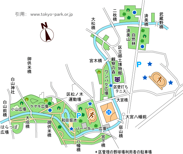 和田掘公園の園内マップ