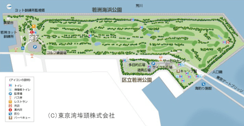 若洲海浜公園の園内マップ