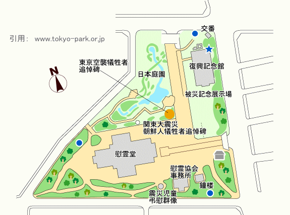 横網町公園の園内マップ