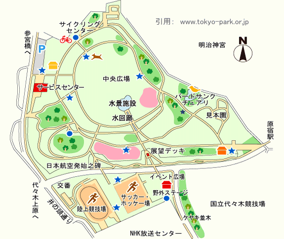 代々木公園の園内マップ