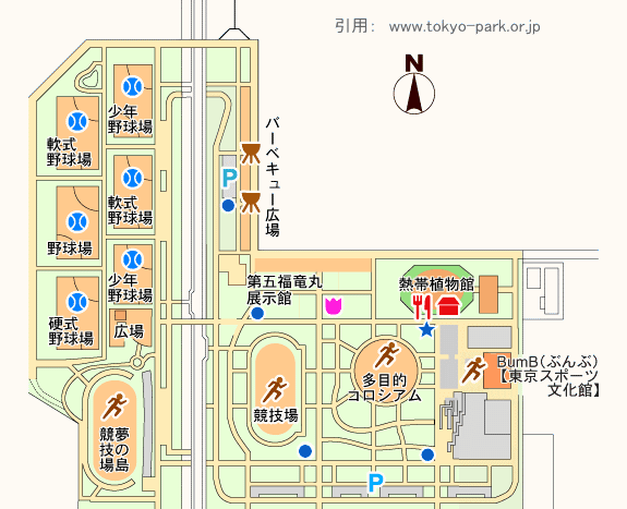 夢の島公園の園内マップ